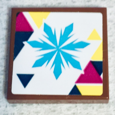 reddish brown tile 2 x 2 with medium azure snowflake pattern sticker - set 41324