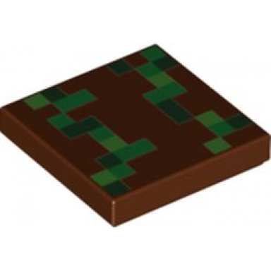 reddish brown tile 2 x 2 with bright green green and dark green minecraft pixelated pattern