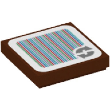 reddish brown tile 2 x 2 with super mario scanner code 2 arrows cycle pattern sticker - set 71401