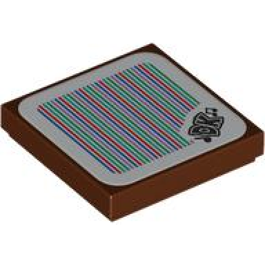 reddish brown tile 2 x 2 with super mario scanner code dk and music notes pattern sticker - set 71424