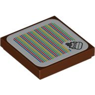 reddish brown tile 2 x 2 with super mario scanner code donkey kong pattern sticker - set 71424