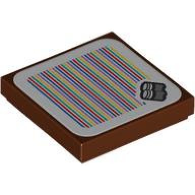 reddish brown tile 2 x 2 with super mario scanner code conga drums pattern sticker - set 71424