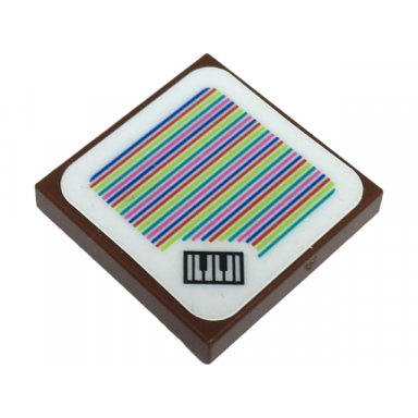 reddish brown tile 2 x 2 with super mario scanner code piano keys pattern sticker - set 71435