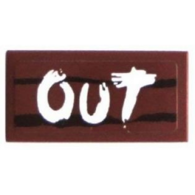 reddish brown tile 1 x 2 with white out on wood grain background pattern sticker - set 70800