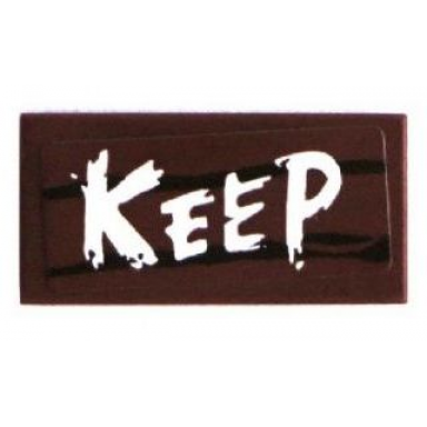 reddish brown tile 1 x 2 with white keep on wood grain background pattern sticker - set 70800