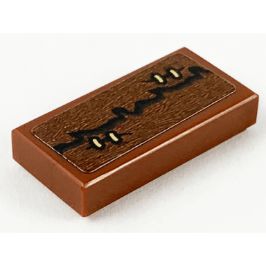 reddish brown tile 1 x 2 with jagged seam pattern sticker - set 75967