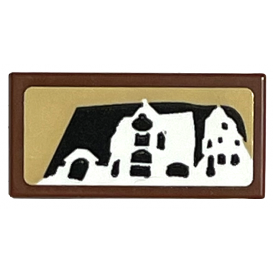 reddish brown tile 1 x 2 with white set 4757 hogwarts castle silhouette on black and tan background pattern sticker - set 76405