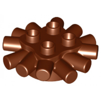 reddish brown duplo brick round 2 x 2 with radiating bars