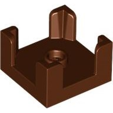 reddish brown container box 2 x 2 x 1 half with stud and 4 corner supports
