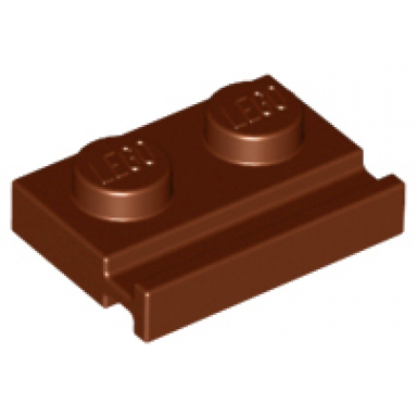 reddish brown plate modified 1 x 2 with door rail