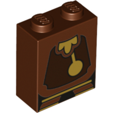 reddish brown brick 1 x 2 x 2 with inside stud holder with clock mechanism pattern cogsworth body