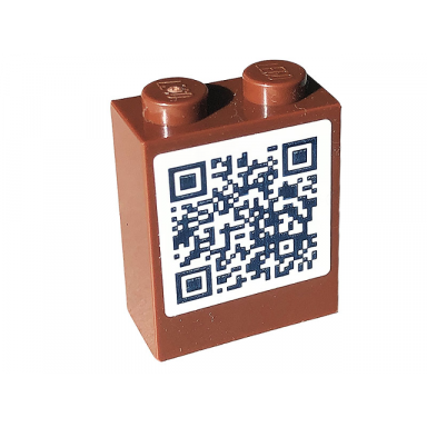 reddish brown brick 1 x 2 x 2 with inside stud holder with qr code on white background pattern sticker - set 41703