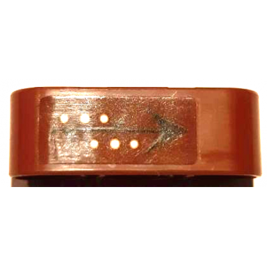 reddish brown technic liftarm thick 1 x 3 with black arrow and white dots pattern sticker - set 41195
