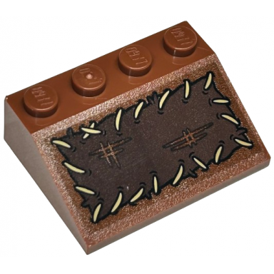 reddish brown slope 33 3 x 4 with dark brown fabric with tears and tan stitching pattern sticker - set 76429