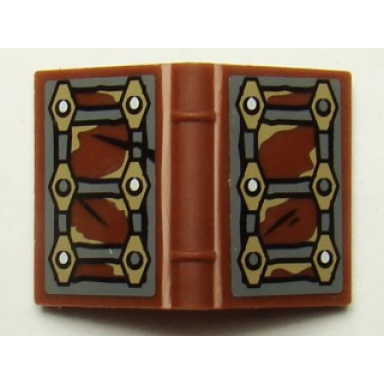 reddish brown minifigure utensil book 2 x 3 with moria chronicles pattern stickers - set 9473