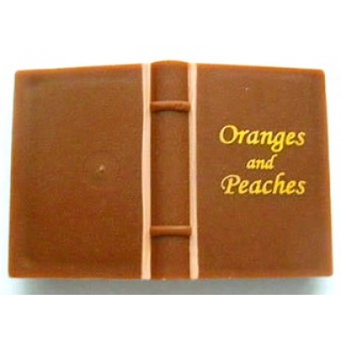 reddish brown minifigure utensil book 2 x 3 with gold oranges and peaches pattern