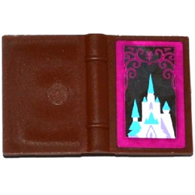 reddish brown minifigure utensil book 2 x 3 with ice castle pattern sticker - set 41062