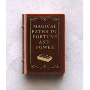 reddish brown minifigure utensil book 2 x 3 with magical paths to fortune and power and 2 x 4 brick pattern sticker - set 75827