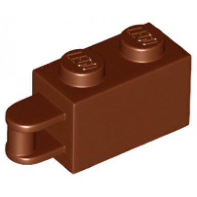 reddish brown brick modified 1 x 2 with bar handle on end - bar flush with edge