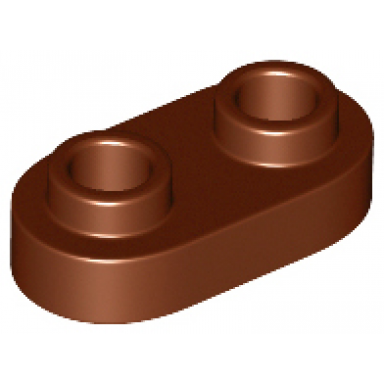 reddish brown plate round 1 x 2 with open studs