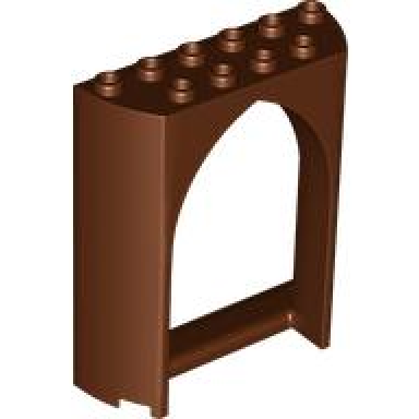 reddish brown panel 2 x 6 x 6 with gothic arch