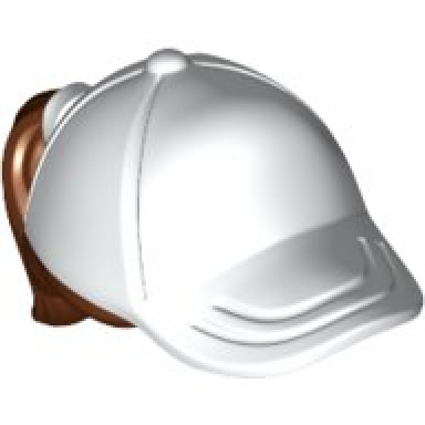 reddish brown minifigure hair combo hair with hat ponytail with molded white ball cap pattern