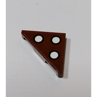 reddish brown tile modified 2 x 2 triangular with 3 white dots with black outlines pattern sticker - set 75977