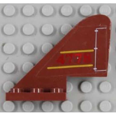reddish brown tail with rounded top with yellow lines red 4778 and white flap pattern on both sides stickers - set 4778