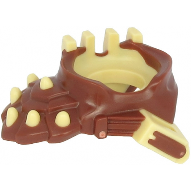reddish brown minifigure armor breastplate with shoulder pad left spiked with molded tan face bars scabbard and spikes pattern