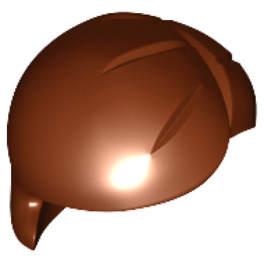 reddish brown minifigure hair short bob cut with left side part and right curl