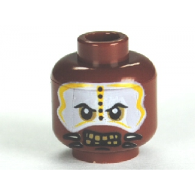 reddish brown minifigure head potc cannibal white and yellow face paint pattern