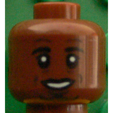 reddish brown minifigure head black eyebrows goatee white pupils laugh lines open smile with teeth pattern jérôme jerome boateng