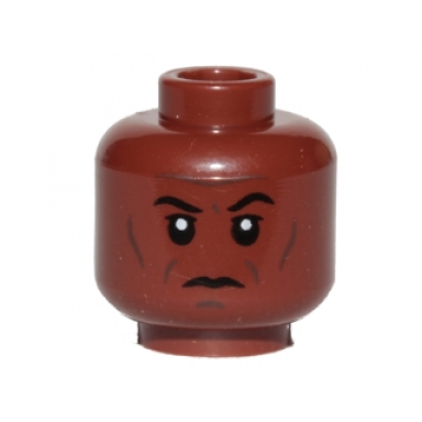 reddish brown minifigure head forehead lines cheek lines and chin dimple pattern sw mace windu