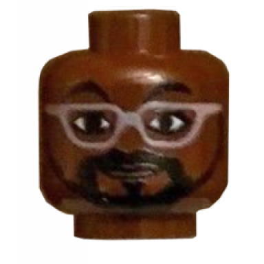 reddish brown minifigure head glasses wire frame with trimmed beard pattern will.i.am