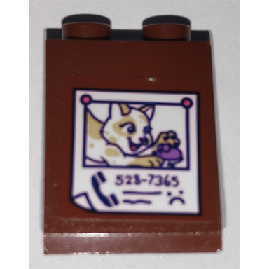 reddish brown slope 65 2 x 2 x 2 with bottom tube with telephone 528-7365 cat and mouse pattern sticker - set 41340
