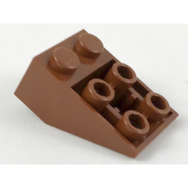 reddish brown slope inverted 33 3 x 2 with flat bottom pin and connections between studs