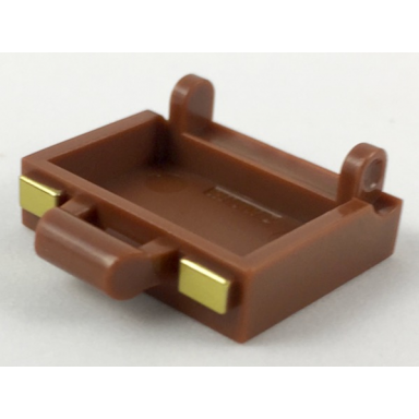reddish brown minifigure utensil suitcase base with gold clasps pattern