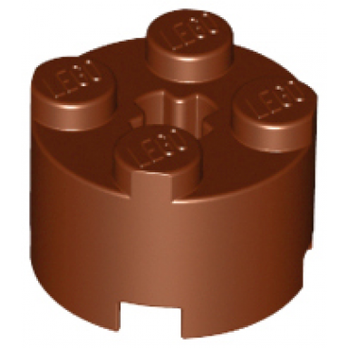 reddish brown brick round 2 x 2 with axle hole