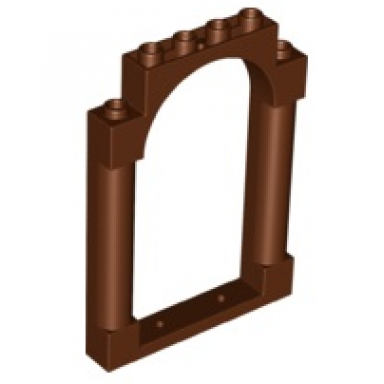 reddish brown door frame 1 x 6 x 7 arched with notches and rounded pillars