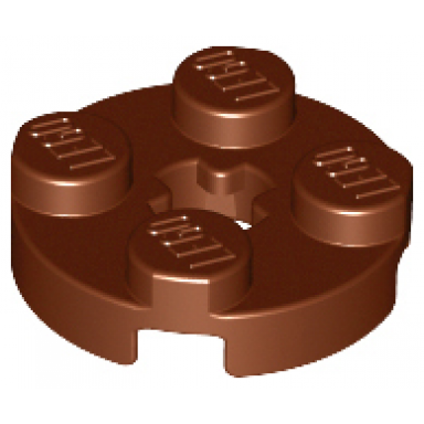 reddish brown plate round 2 x 2 with axle hole