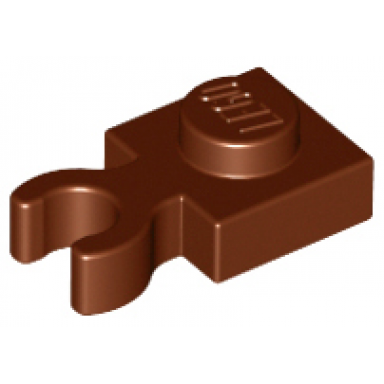reddish brown plate modified 1 x 1 with open o clip thick vertical grip