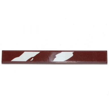 reddish brown tile 1 x 8 with 2 rugged white diagonal stripes on reddish brown background pattern sticker - set 75254