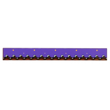 reddish brown tile 1 x 8 with dark purple cloth strip with bright light orange dots dark brown stitching silver nails and eyelets pattern