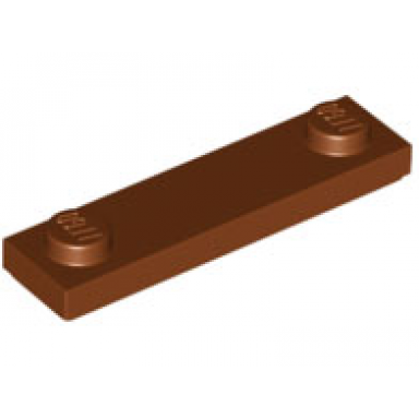 reddish brown plate modified 1 x 4 with 2 studs with groove