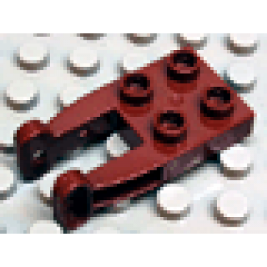 reddish brown duplo plate 2 x 2 with tow rope holder arms