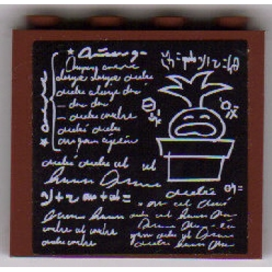 reddish brown panel 1 x 4 x 3 - hollow studs with classroom blackboard pattern sticker - set 5378
