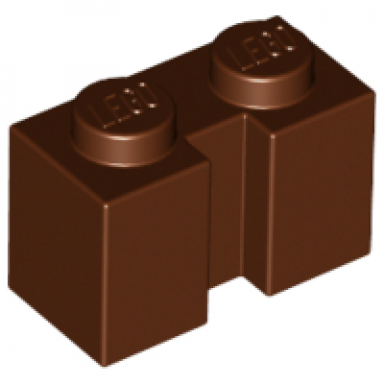 reddish brown brick modified 1 x 2 with channel