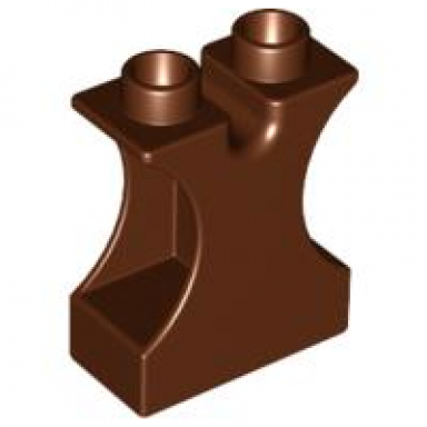 reddish brown duplo brick 1 x 2 x 2 with side cutouts and channel in top