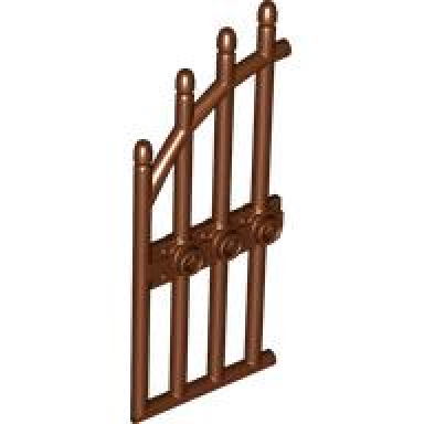 reddish brown door 1 x 4 x 9 arched gate with bars and three studs