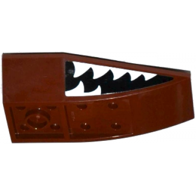 reddish brown wedge 6 x 4 triple inverted curved with mouth with white pointed teeth pattern on both sides stickers - set 70601